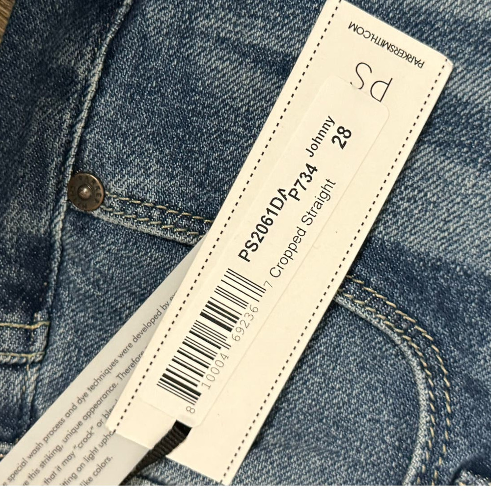 NWT Parker Smith Stretch High Rise Cropped Straight Jeans Blue Women's Size 28 - Picture 6 of 8